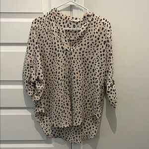 Lush Tan and Black Leopard Print Blouse